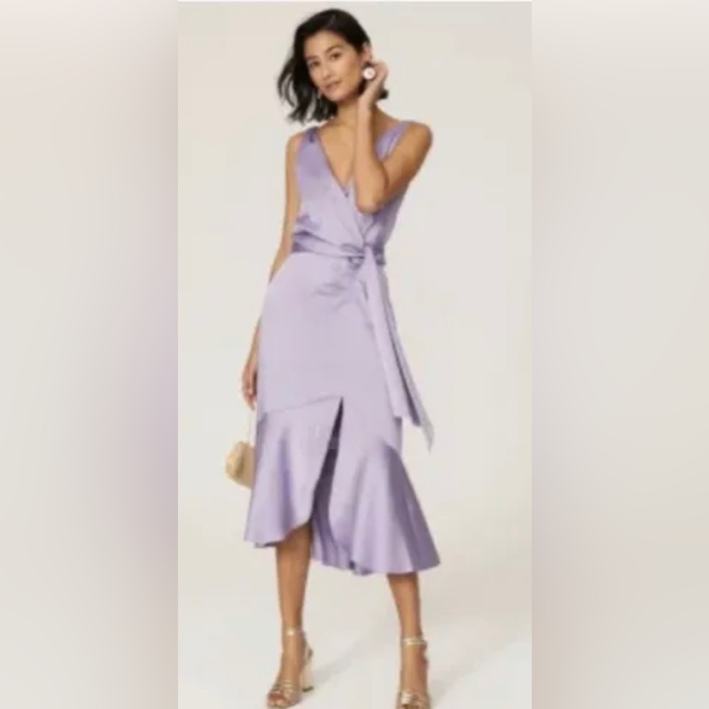 ****SOLD****JONATHAN SIMKHAI Mia fluid satin sleeveless formal midi dress l - Picture 14 of 14